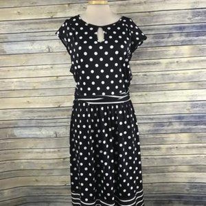 3X Jersey Knit Navy and White Polka Dot Dress